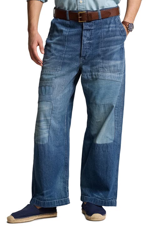 Naval Patchwork Straight Leg Jeans (Backstay)