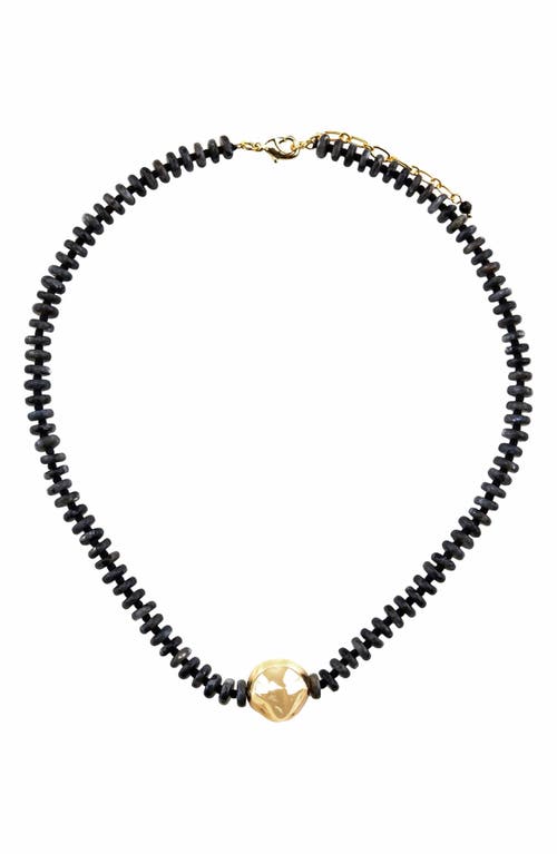 Labradorite Bead Necklace in Black