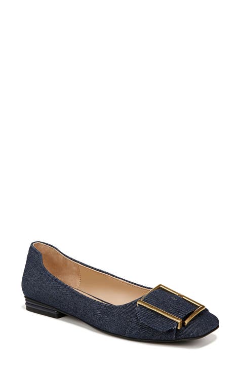 Tahlia Buckle Square Toe Flat (Women)