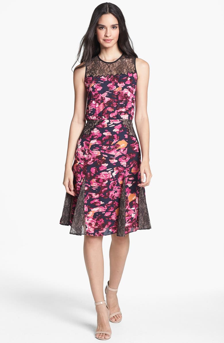 BCBGMAXAZRIA Lace Inset Fit & Flare Dress | Nordstrom