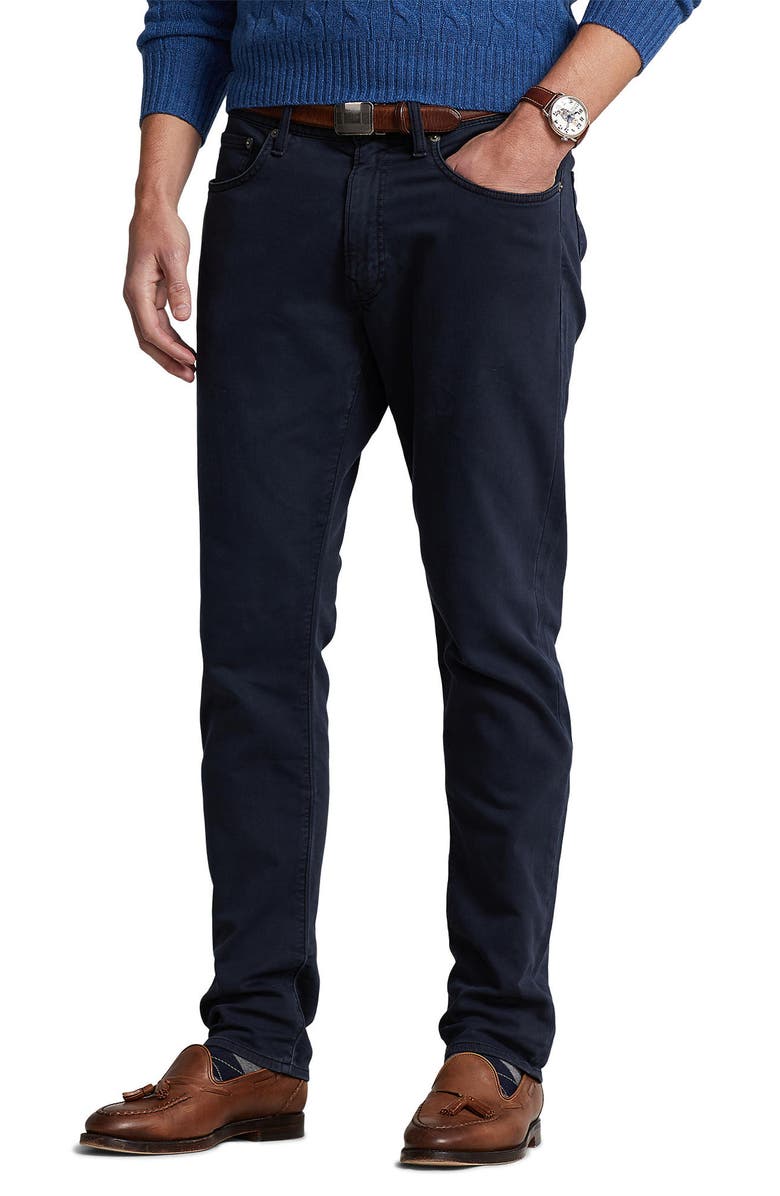 Polo Ralph Lauren Sullivan Slim Tapered Leg Knit Five Pocket Pants, Main, color, Aviator Navy