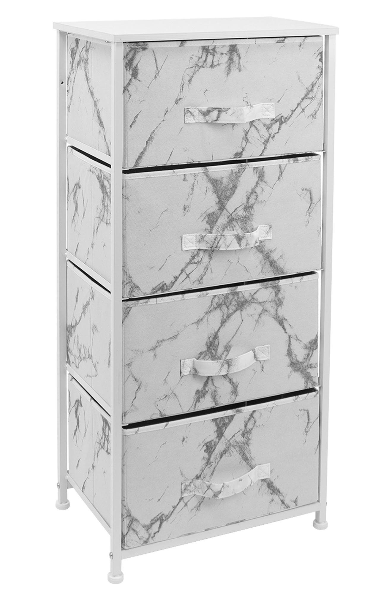 Sorbus Nightstand With 4 Drawers In Marble