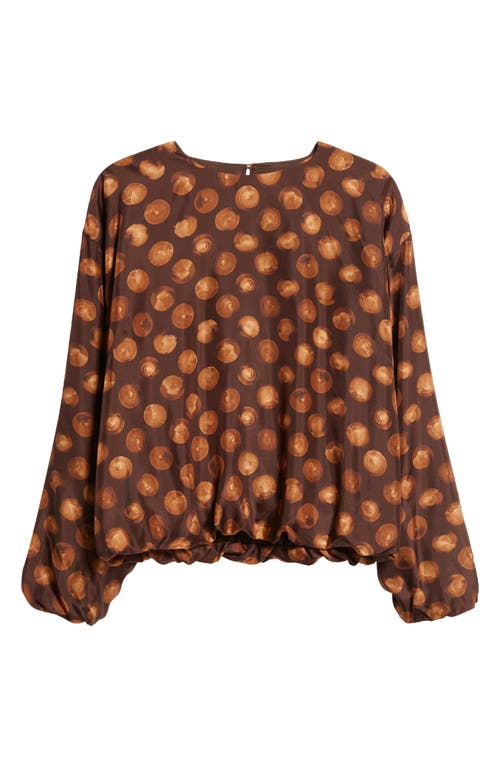 Dries Van Noten Capo Polka Dot Bubble Hem Silk Top In Brown