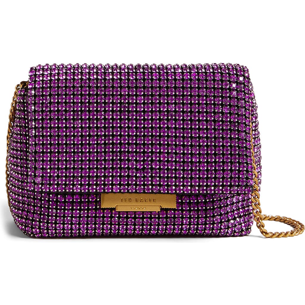 Ted Baker London Glitters Mini Crystal Crossbody Bag In Purple