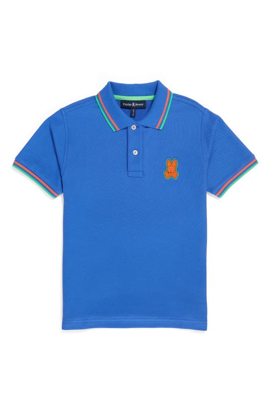Psycho Bunny Kids' Banks Bunny Tipped Pima Cotton Piqué Polo In Dazzl Blu