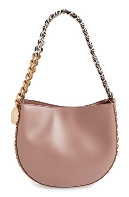 Medium Frayme Faux Leather Shoulder Bag in Dusty Pink