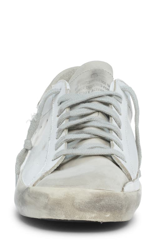 Golden Goose Super-star Sneakers With Ice-gray Suede Star And Light Brown Heel Tab Shoes In White/ice
