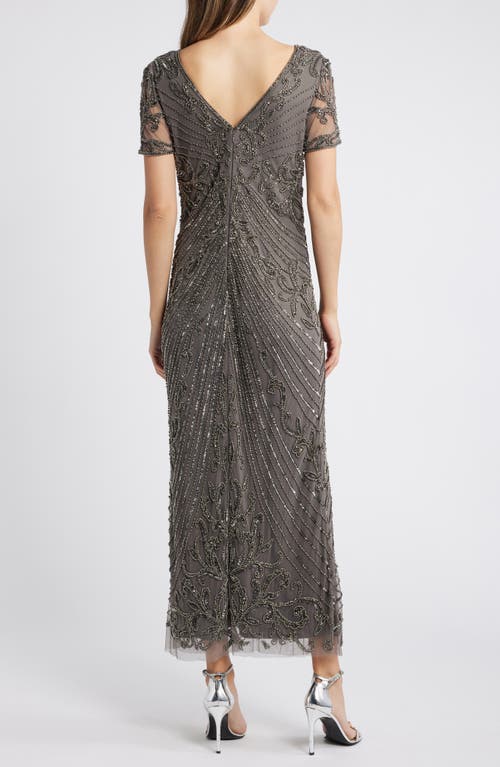 PISARRO NIGHTS PISARRO NIGHTS ILLUSION BEADED MESH COLUMN GOWN 