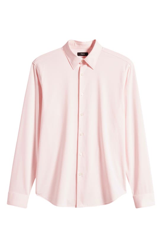 Shop Theory Sylvain Nd Structure Knit Button-up Shirt In Pale Pink
