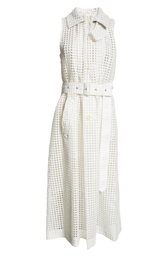 Shop Sacai Embroidered Grid Coatdress In Off White