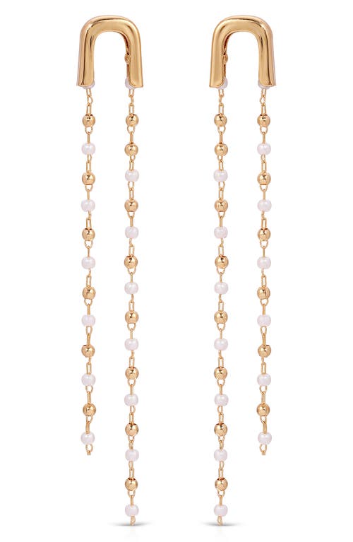 Ettika Imitation Pearl Linear Drop Earrings In Gold