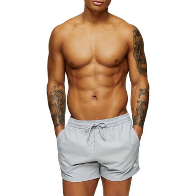 Topman Hester Solid Swim Trunks, Grey