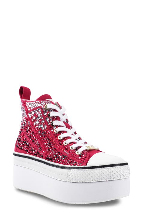 Red Camo Print Women's High Top Shoes
