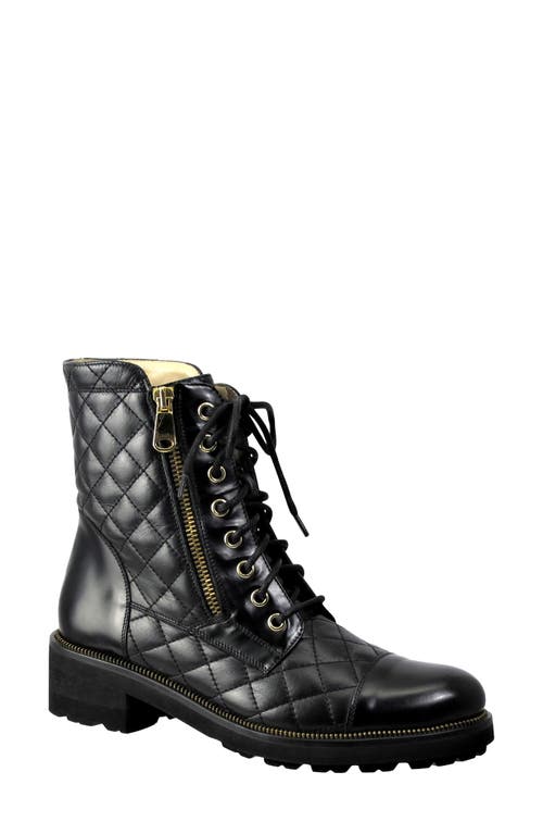 Tiffany Combat Boot in Onyx Leather