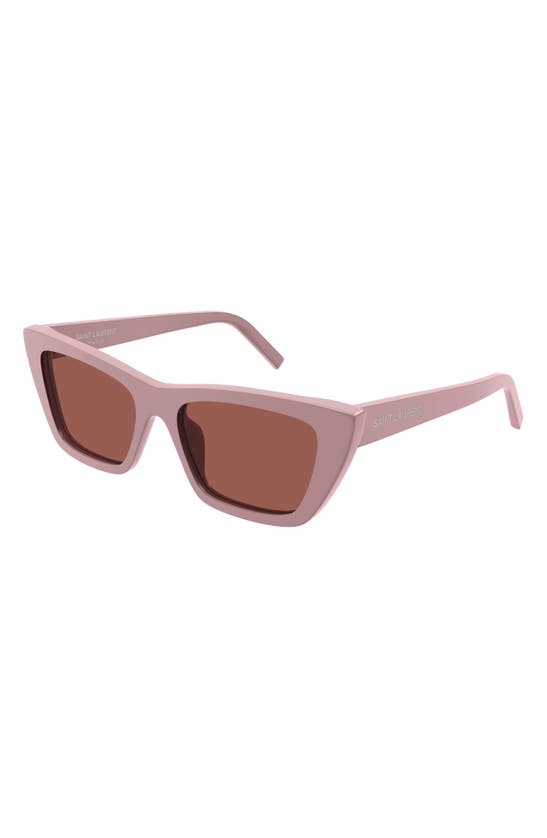 Shop Saint Laurent 53mm Square Sunglasses In Pink