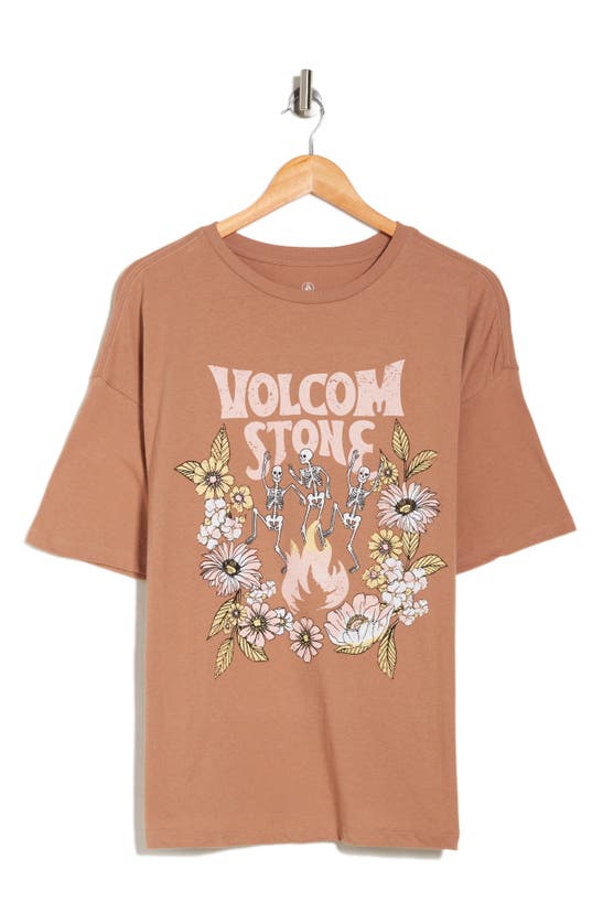 Shop Volcom Time To Boogie Cotton Graphic T-shirt In Vintage Brown