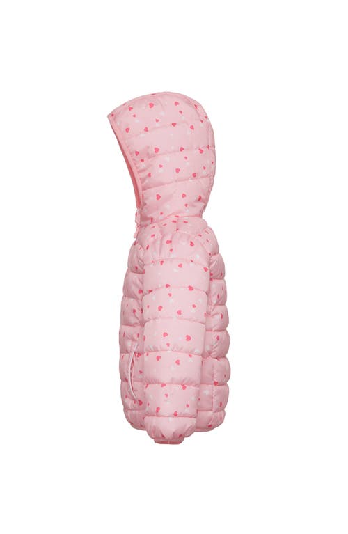 Rokka&rolla Toddler Lightweight Puffer Jacket In Pink Hearts
