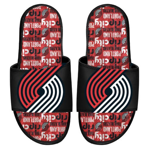 ISLIDE Portland Trail Blazers Team Pattern Gel Slide Sandals in Black