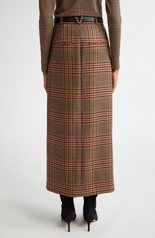 Shop Veronica Beard Maxine Glen Plaid Wool Midi Skirt In Camel/black