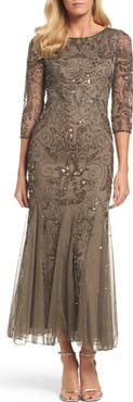 Pisarro nights diamond outlet motif mesh blouson gown