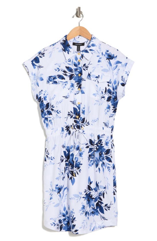 Shop Ellen Tracy Drop Shoulder Shirtdress In Floral Bloom