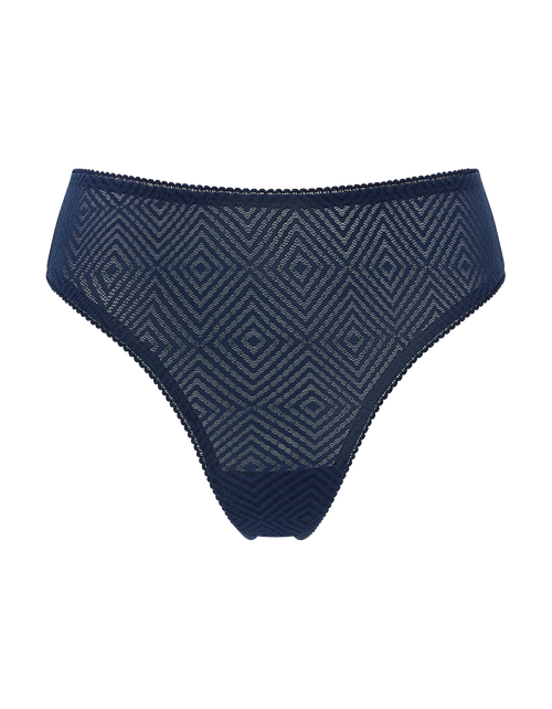Nudea The Sheer Deco High Leg Brief In Navy
