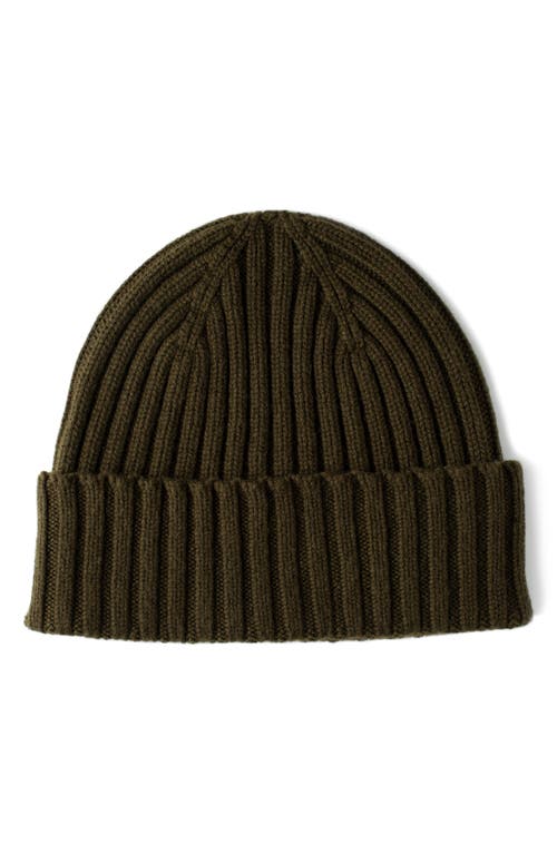 Wallace Rib Cashmere Beanie in Military