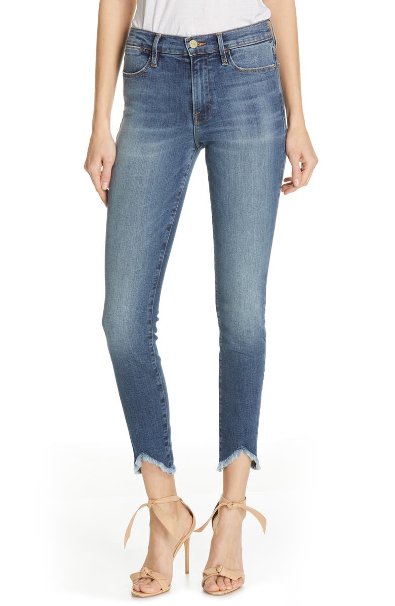 FRAME Le High Triangle Hem Ankle Skinny Jeans (Selman) | Nordstrom