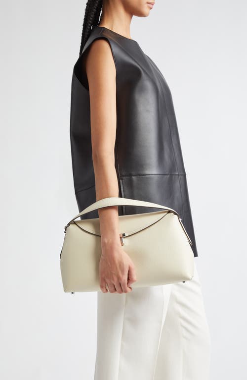 Shop Totême Toteme T-lock Curved Leather Shoulder Bag In Milk