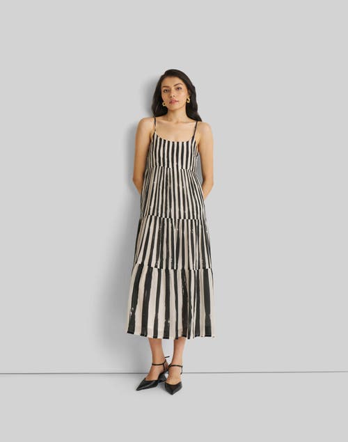 Shop Reistor Strappy Tiered Maxi Dress In Black Striped Down