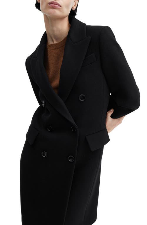 MANGO Double Breasted Coat Black at Nordstrom,