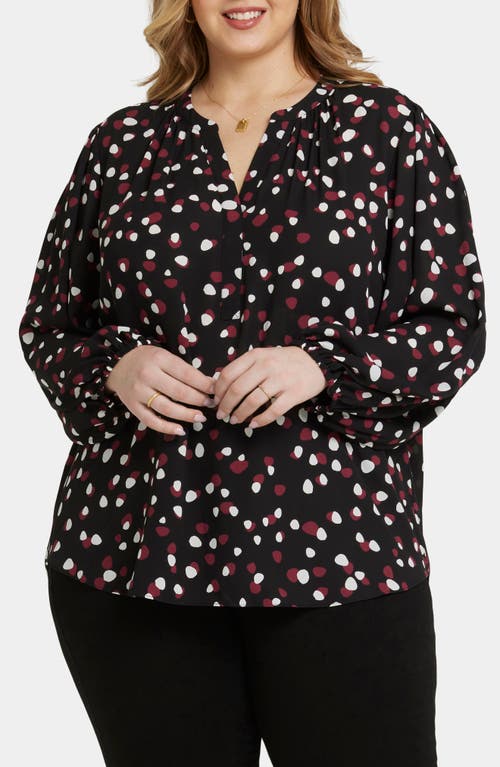 Shop Nydj Long Sleeve Split Neck Top In Watkin Dot