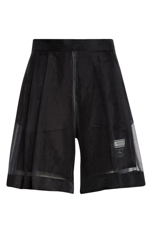 Layered Silk Organza Bermuda Shorts in Black