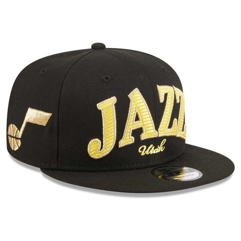 Men's New Era Black Utah Jazz Golden Tall Text 9FIFTY Snapback Hat