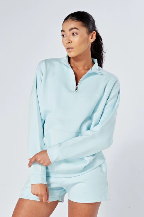 Twill Active Essentials Oversized Funnel Neck Zip Up Sweatshirt In Blue