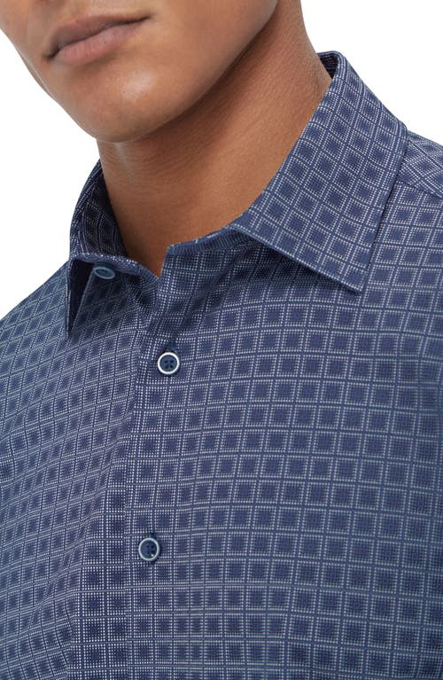 Shop Bugatchi James Ooohcotton® Check Print Button-up Shirt In Navy