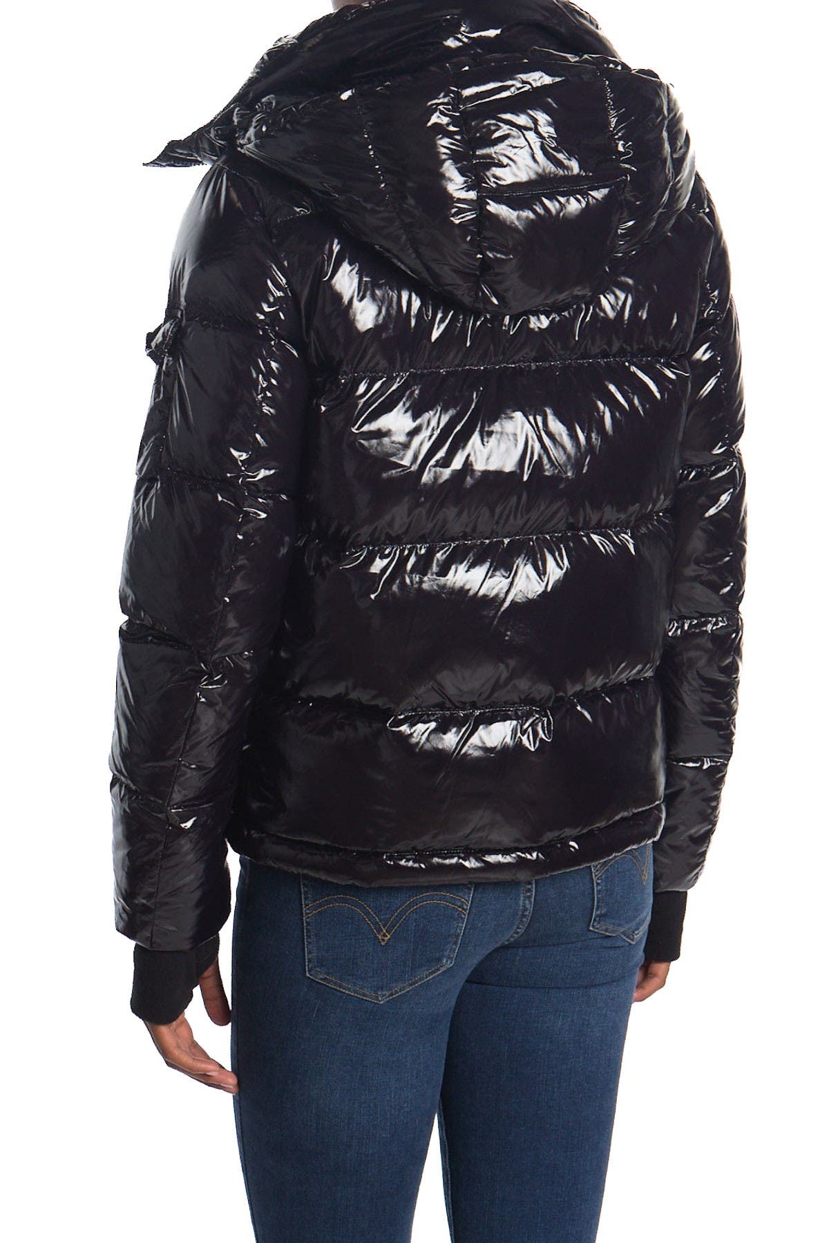 s13 ella lacquer hooded puffer coat