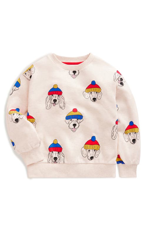 Shop Mini Boden Kids' Pup Print Cotton Sweatshirt In Oatmeal Dude Dogs