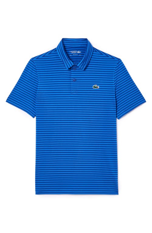 Shop Lacoste Ultradry Stripe Performance Golf Polo In Capitaine/ladigue