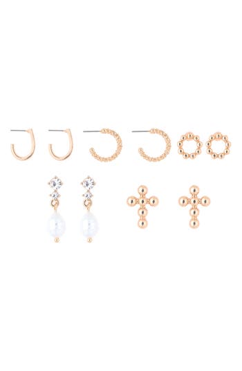 Shop Zaxie By Stefanie Taylor Set Of 5 Earrings Set In Gold