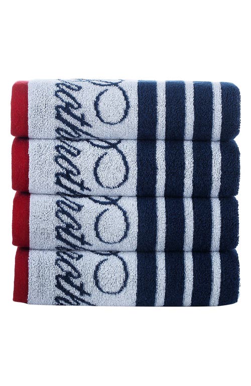 Brooks Brothers Nautical Blanket Stripe 4 Piece Turkish Cotton Hand Towel Set Bedding In White