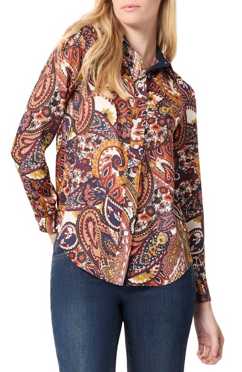 JONES NEW YORK JONES NEW YORK PAISLEY PRINT UTILITY BUTTON-UP SHIRT 