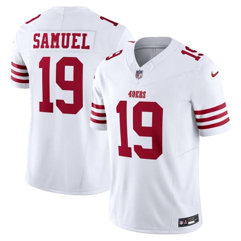 Men's Majestic Threads Deebo Samuel Cream/Scarlet San Francisco 49ers  Vintage Player Name & Number 3/4-Sleeve Fitted 