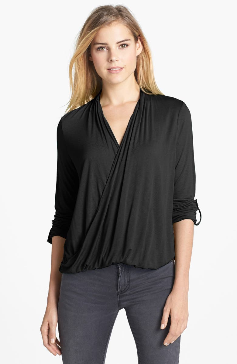 Two by Vince Camuto Roll Tab Sleeve Wrap Front High/Low Top | Nordstrom