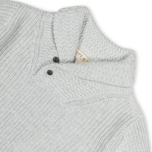 Hope & Henry Boys' Organic Shawl Collar Sweater, Kids In Light Gray Textured Collar