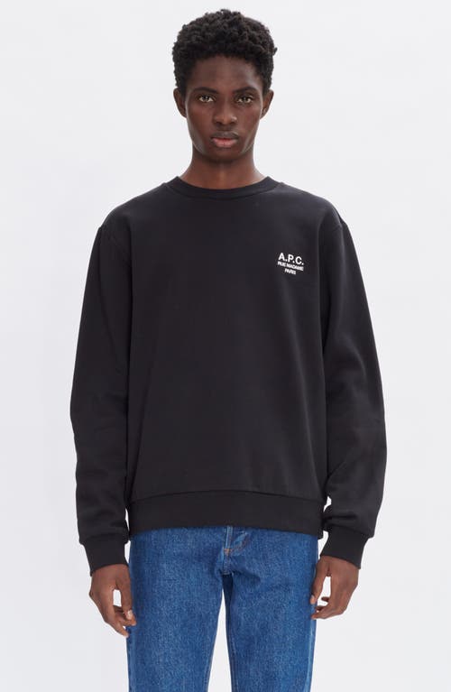 Shop Apc A.p.c. Rue Madame Embroidered Stretch Cotton Sweatshirt In Noir/blanc