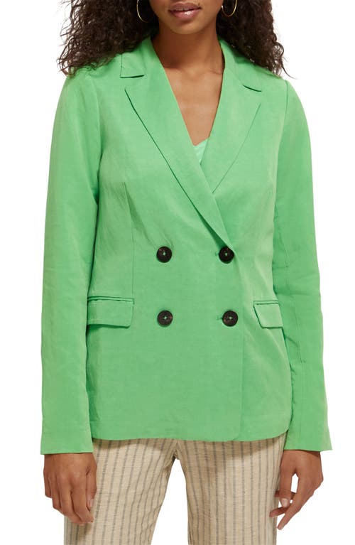Scotch & Soda Double Breasted Linen Blend Blazer in 5704-Bright Parakeet