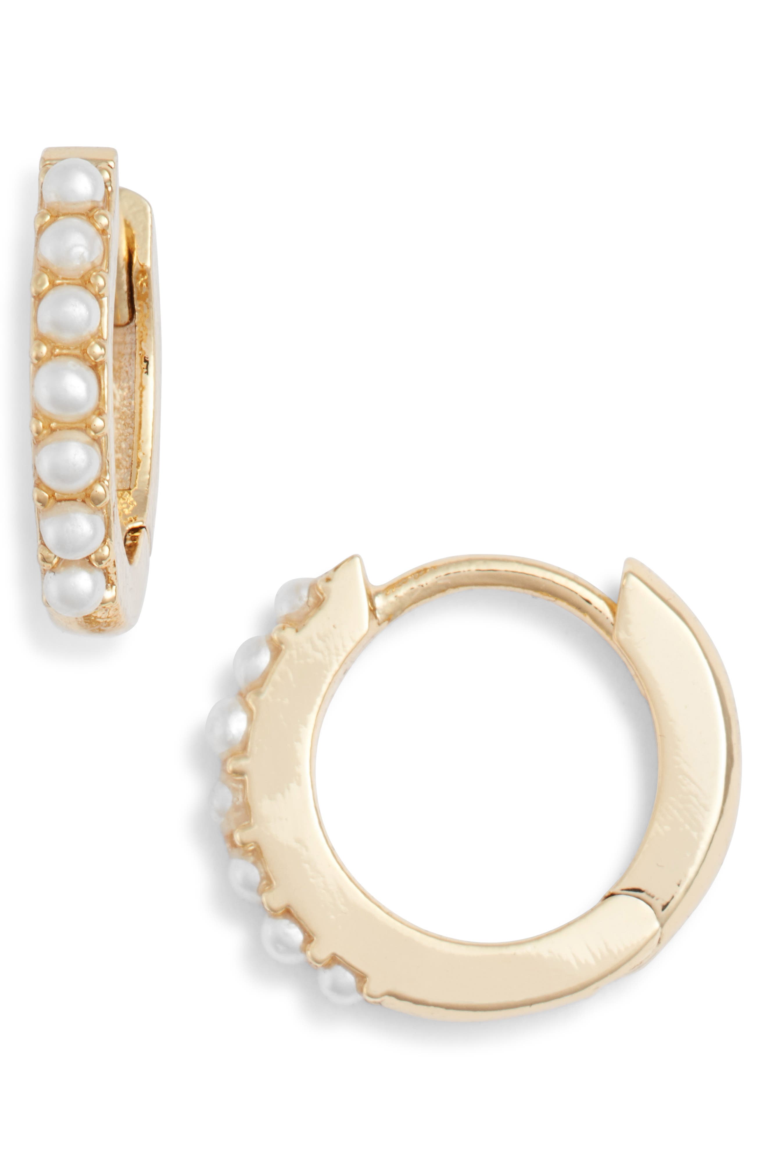 Estella Bartlett MotherofPearl Huggie Hoop Earrings Nordstrom
