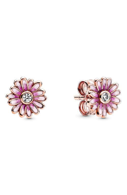 PANDORA Pink Daisy Flower Stud Earrings in Multicolor