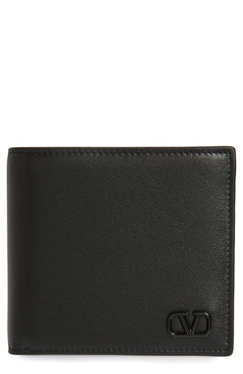 Valentino Garavani VLOGO Bifold Leather Wallet in Nero